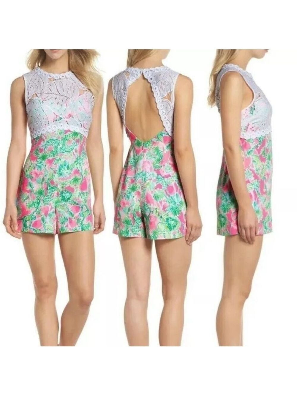 Lilly Pulitzer Sadie Romper Raz Berry Catty Shack Size 0